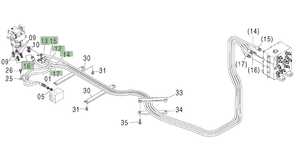 Hitachi ZX600LC installation diagram showing hydraulic hose 4450428 at Pipe No. 13
