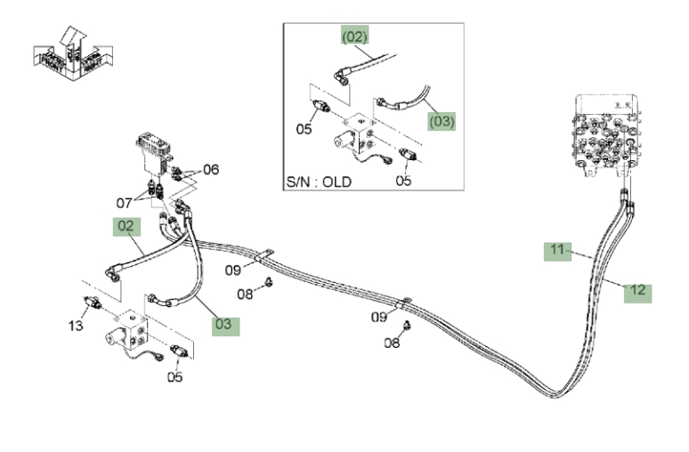 Hitachi ZX120-3 installation diagram showing hydraulic hose 4600441 at Pipe No. 11