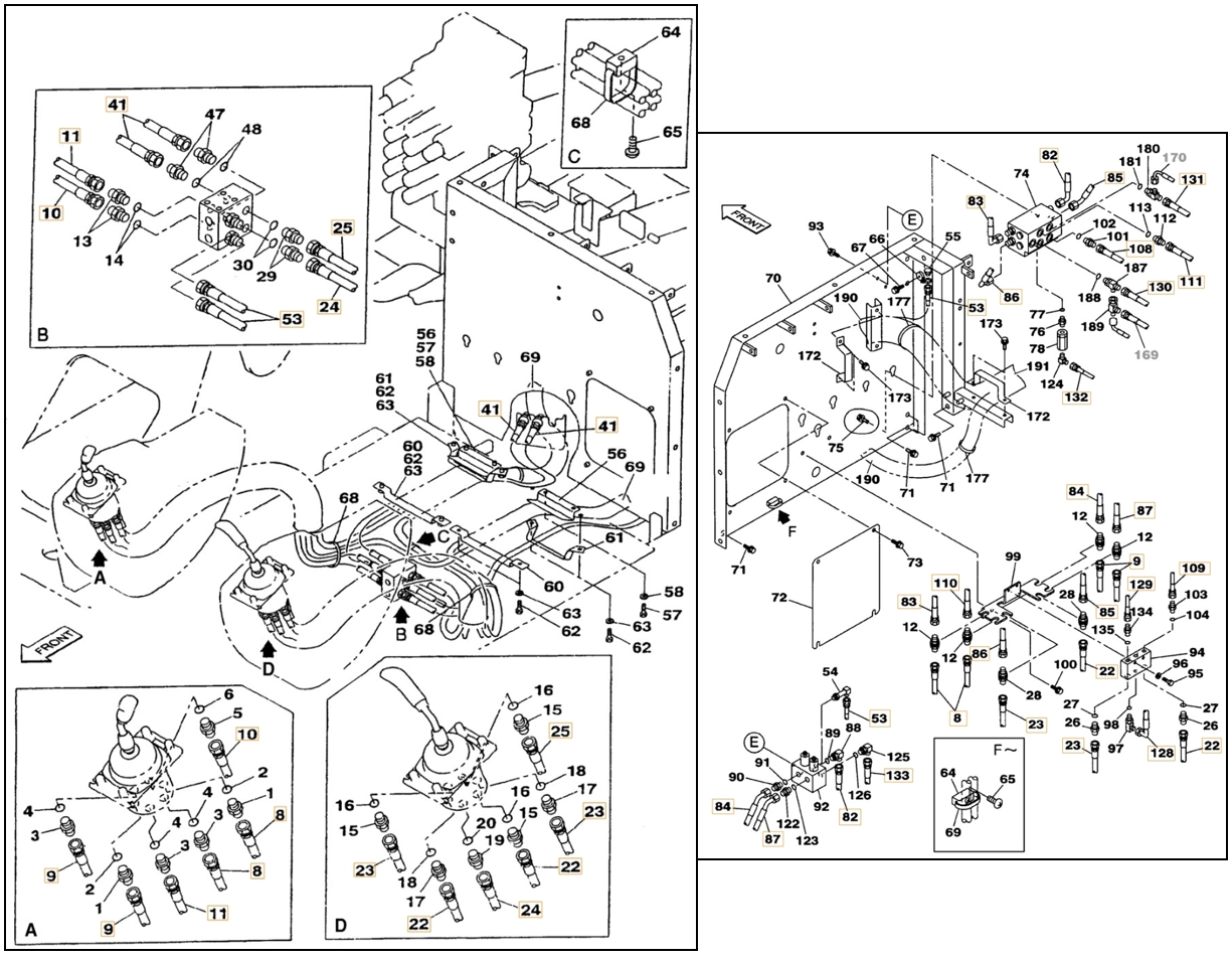 Case CX210 installation diagram showing hydraulic hose KHJ1345 at Pipe No. 22