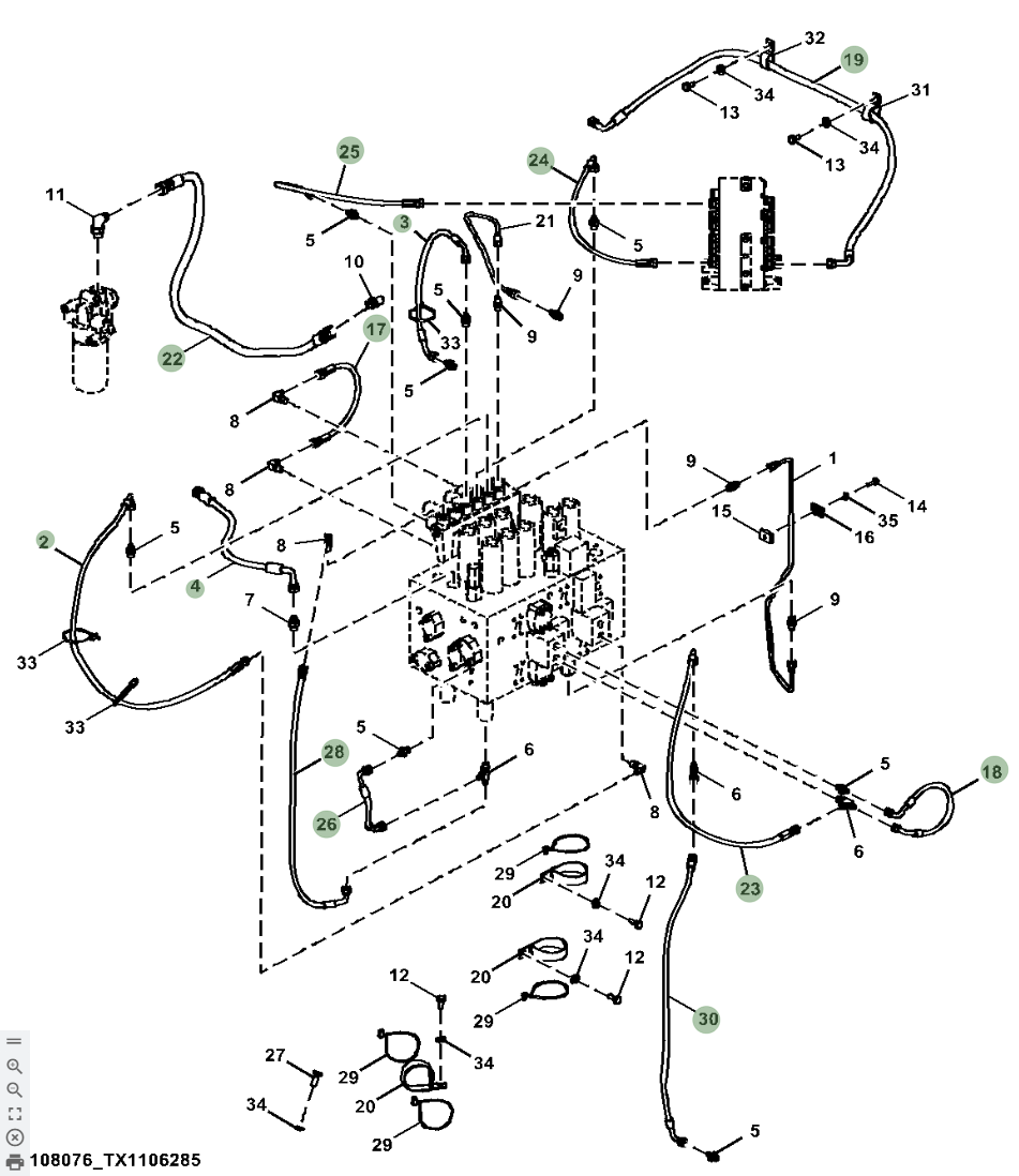 Hitachi ZX210LC-5N installation diagram showing hydraulic hose 4632041 at Pipe No. 3