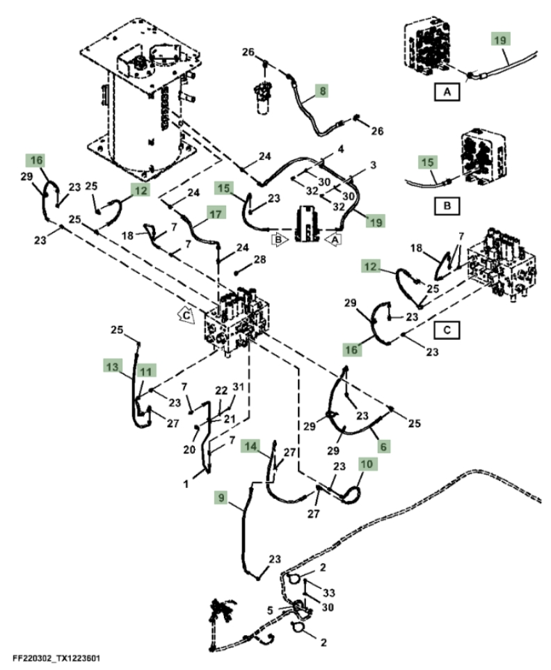 Hitachi ZX260F-FE-6N installation diagram showing hydraulic hose 4635267 at Pipe No. 17