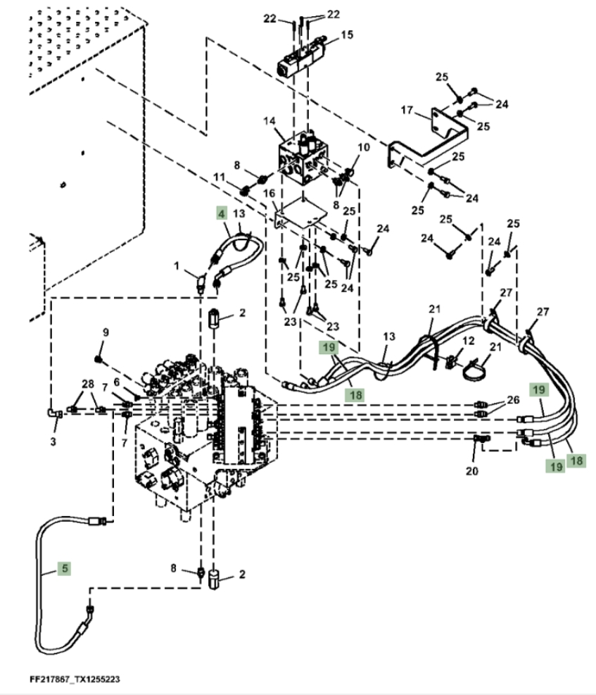 Hitachi ZX260F-LL-6N installation diagram showing hydraulic hose 4453063 at Pipe No. 4