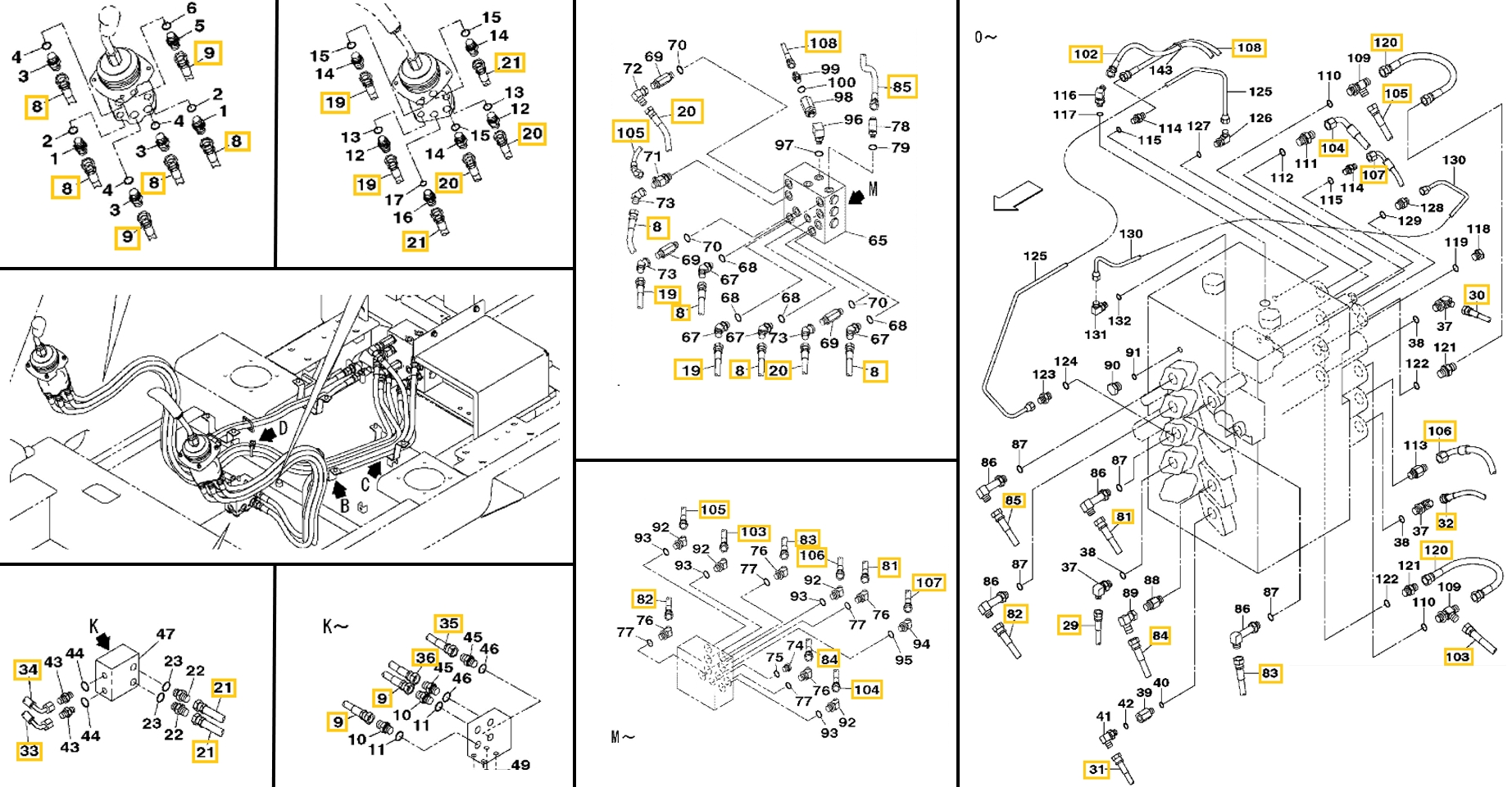 Case CX470B installation diagram showing hydraulic hose 152763A1 at Pipe No. 81