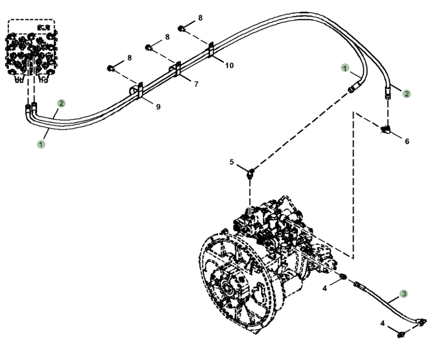 Hitachi ZX290LC-5G installation diagram showing hydraulic hose 4700140 at Pipe No. 1