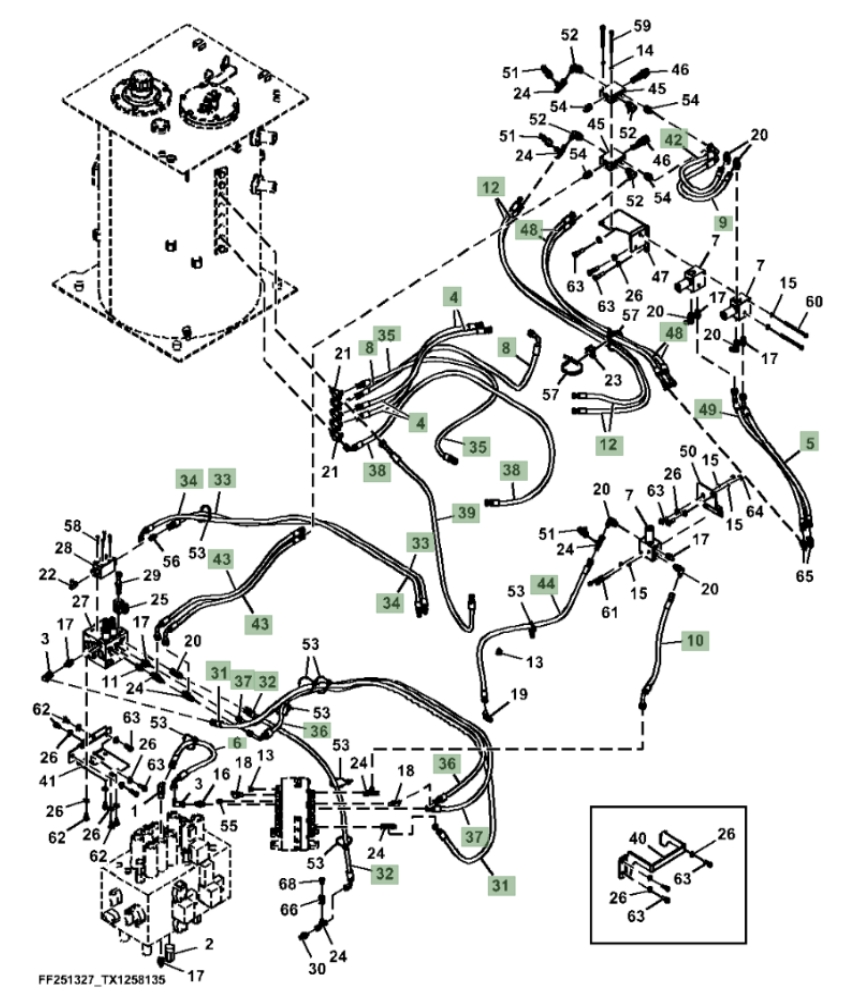 Hitachi ZX370F-LL-6N installation diagram showing hydraulic hose 4468533 at Pipe No. 4