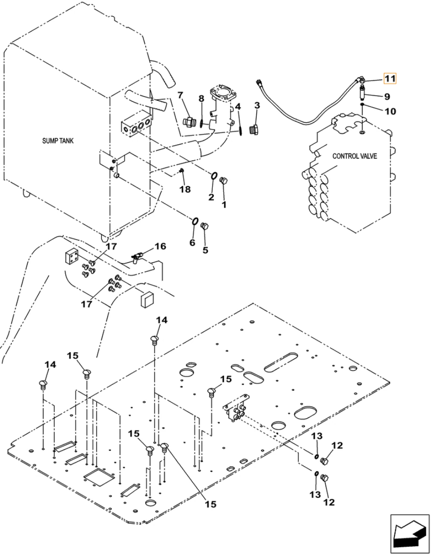 Case CX260C-8 LC installation diagram showing hydraulic hose KHJ2249 at Pipe No. 11
