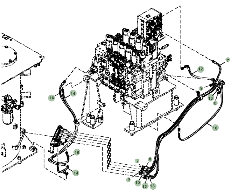 Hitachi ZX470LC-5B installation diagram showing hydraulic hose 4678903 at Pipe No. 7