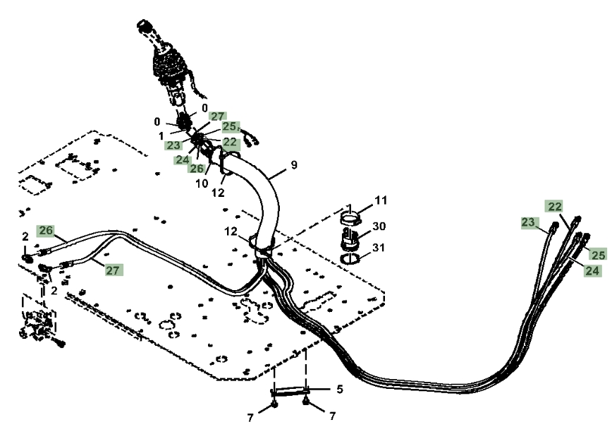 Hitachi ZX350LC-5G installation diagram showing hydraulic hose 4661819 at Pipe No. 22