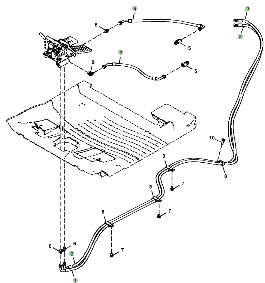 Hitachi ZX250LC-5N installation diagram showing hydraulic hose 4450249 at Pipe No. 2