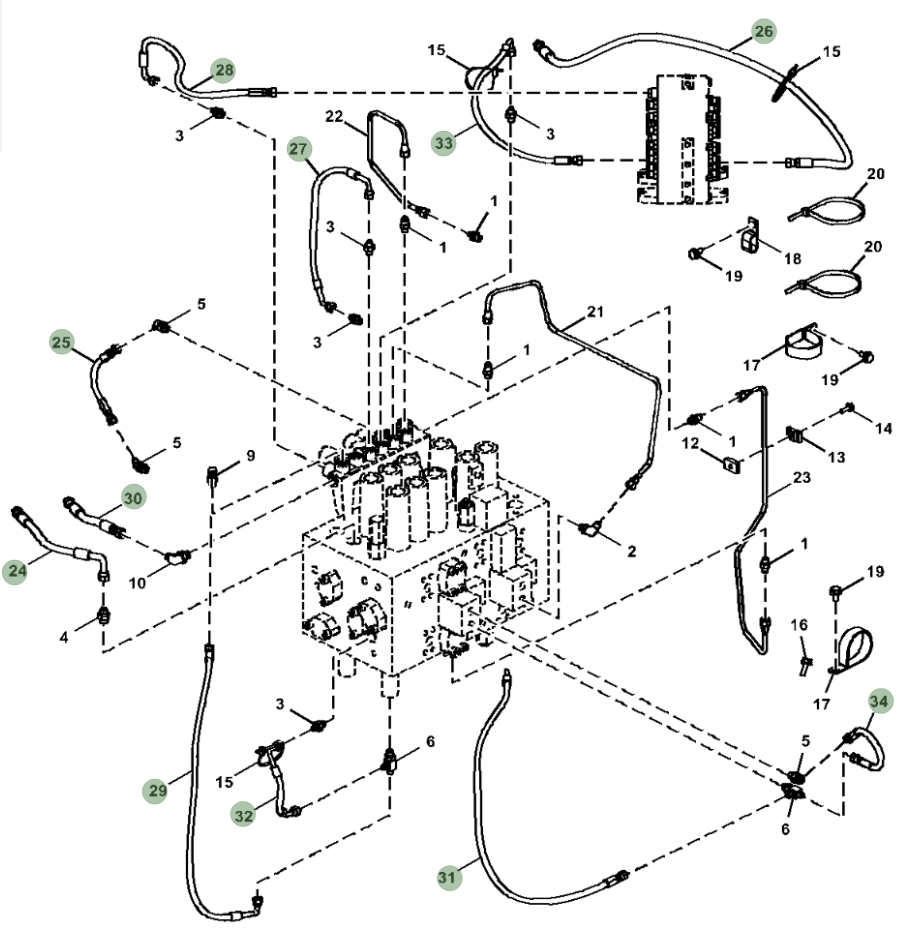 Hitachi ZX160LC-5G installation diagram showing hydraulic hose 4480078 at Pipe No. 34