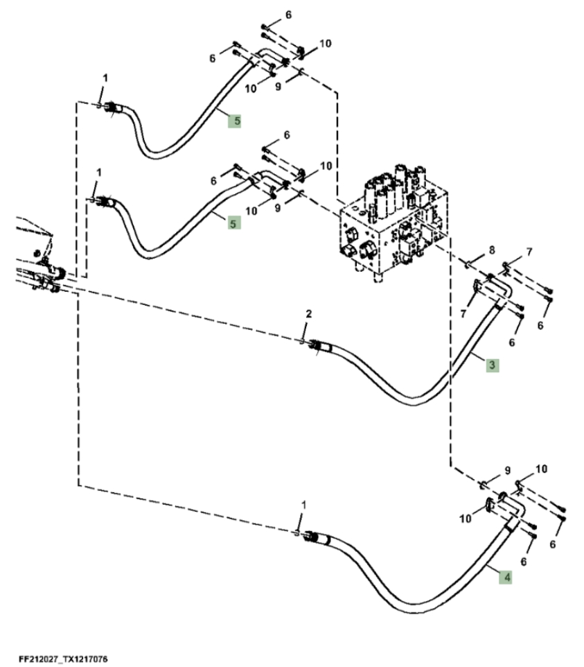 Hitachi ZX210F-FE-6N installation diagram showing hydraulic hose 9263974 at Pipe No. 3