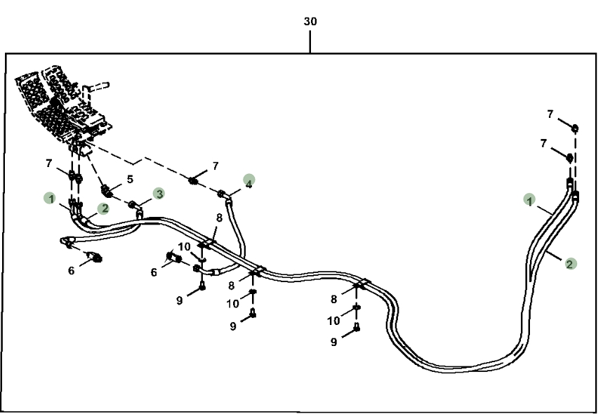Hitachi ZX210-5G installation diagram showing hydraulic hose 4648205 at Pipe No. 4
