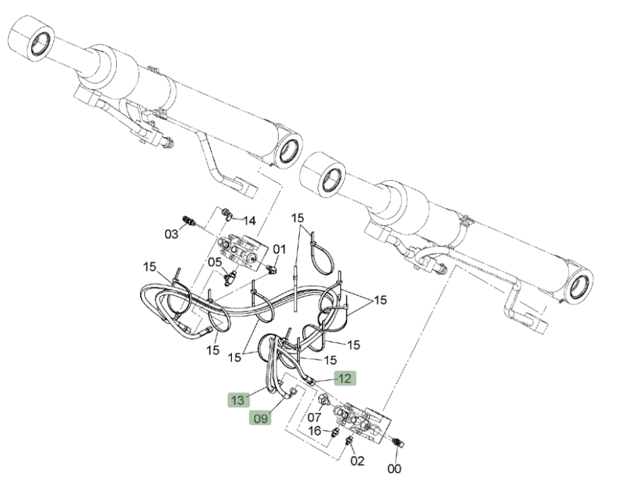 Hitachi ZX190W-3 installation diagram showing hydraulic hose 9271400 at Pipe No. 12