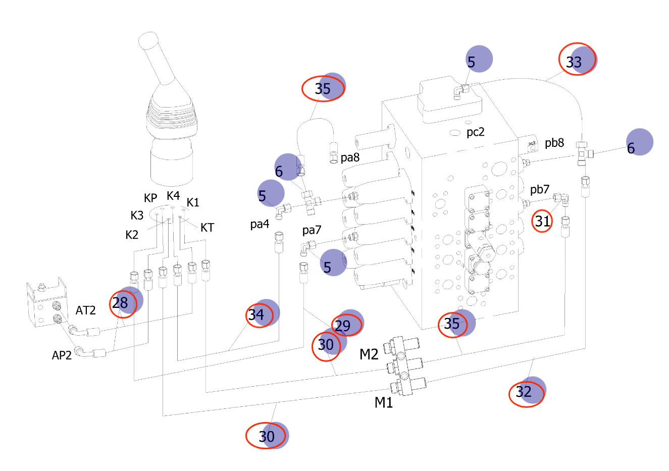 Sunward SWE150E installation diagram showing hydraulic hose 730502004904 at Pipe No. 35