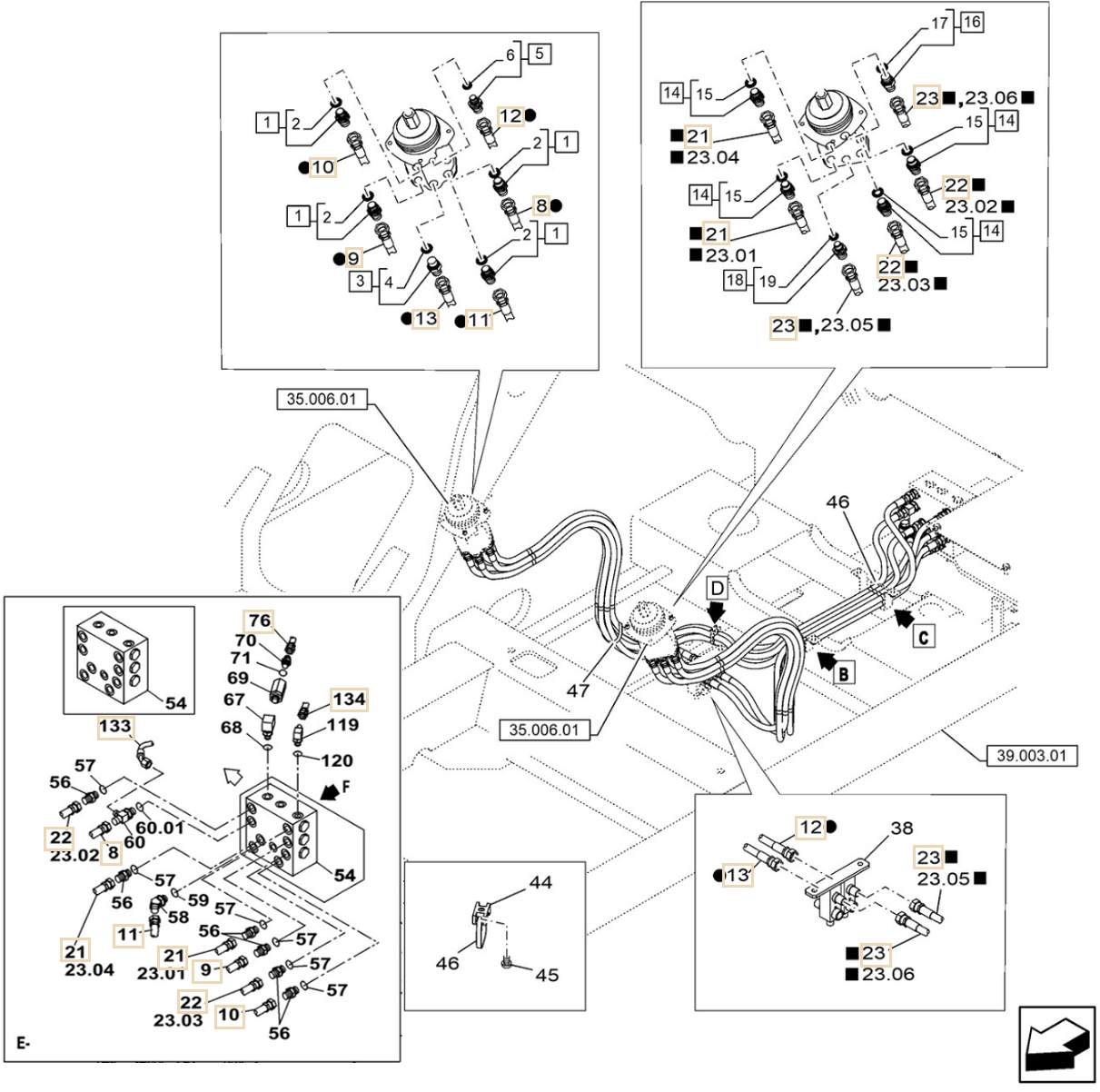 Case CX210C-8 installation diagram showing hydraulic hose 159211A1 at Pipe No. 8