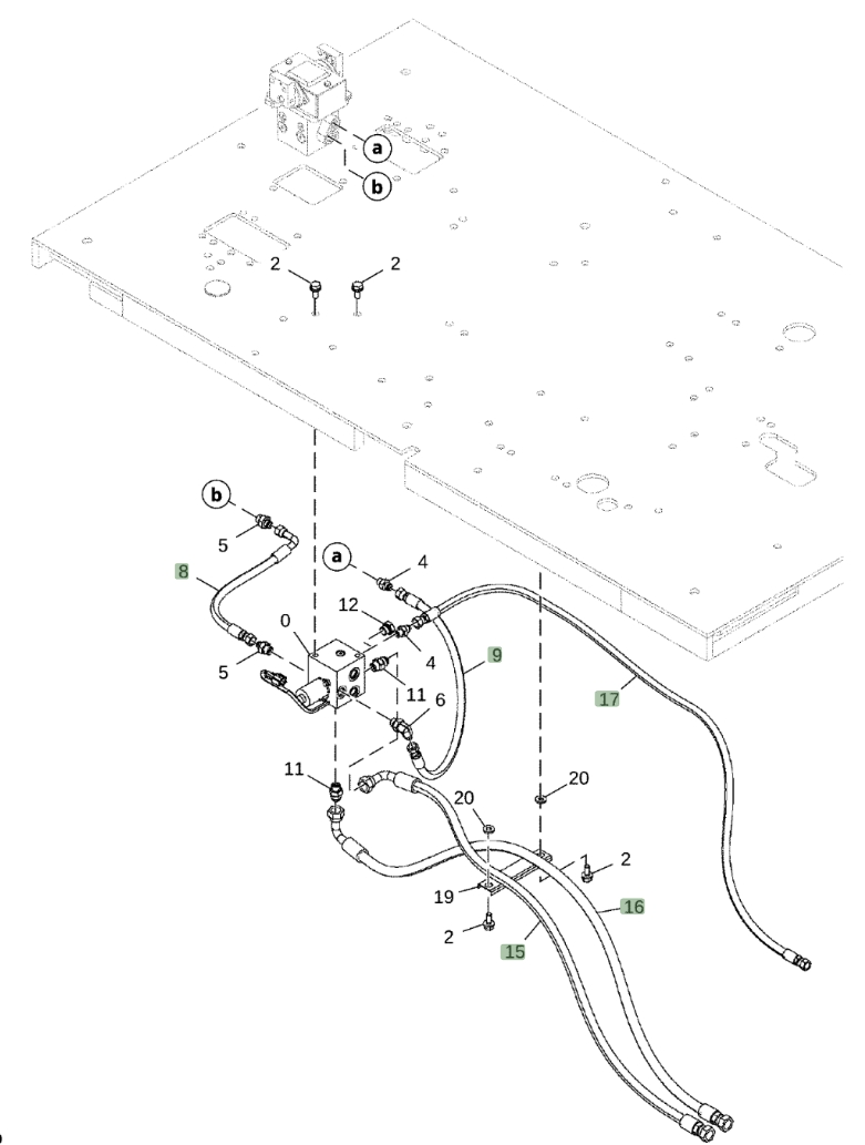 Hitachi EX1200-7 installation diagram showing hydraulic hose 4648087 at Pipe No. 8