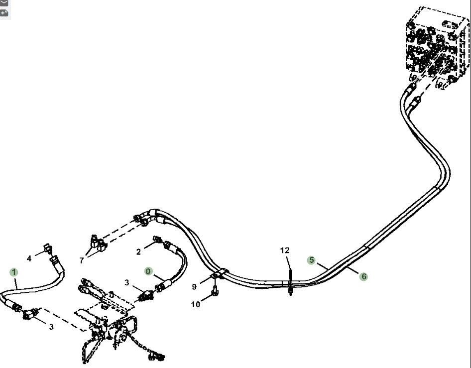Hitachi ZX135US-5N installation diagram showing hydraulic hose 4442429 at Pipe No. 1