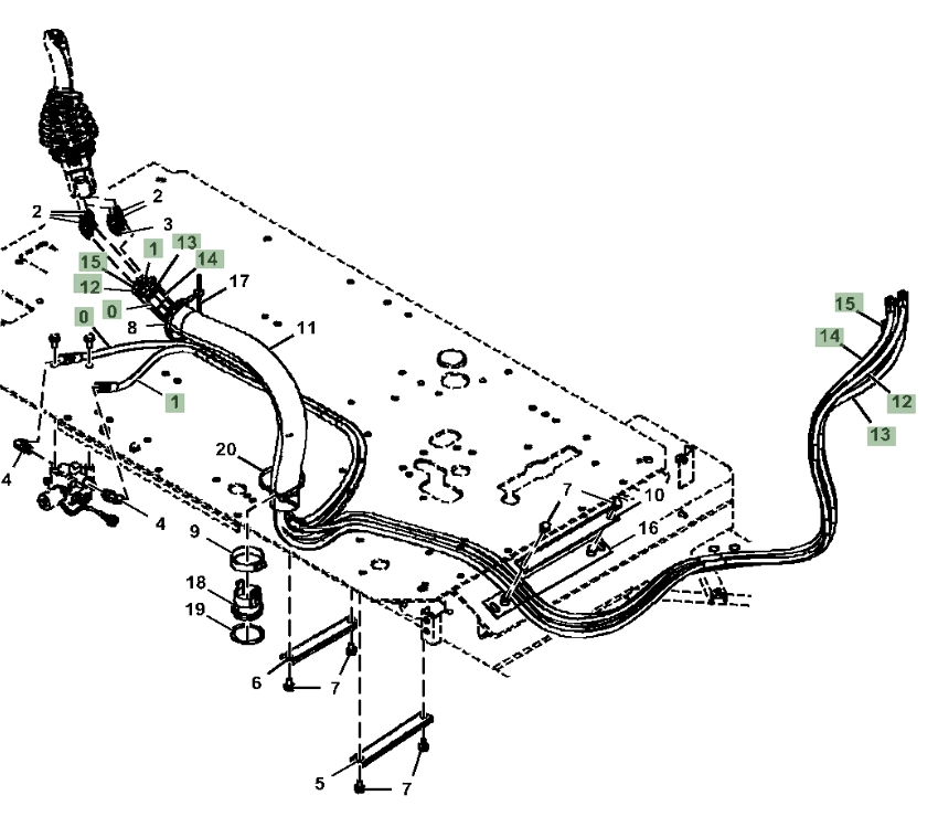 Hitachi ZX250LC-5G installation diagram showing hydraulic hose 4643180 at Pipe No. 13