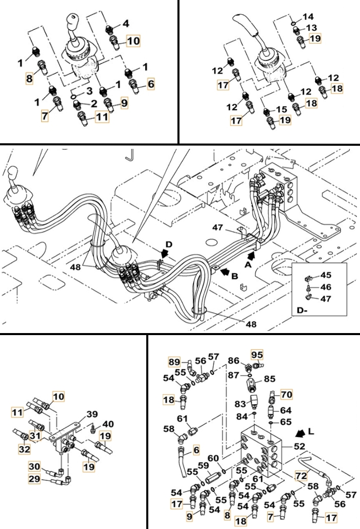 Case CX490C-8 LC installation diagram showing hydraulic hose 159217A1 at Pipe No. 17