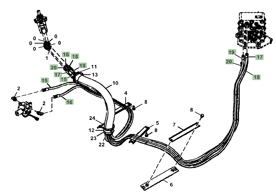 Hitachi ZX160LC-5N installation diagram showing hydraulic hose 4461252 at Pipe No. 20