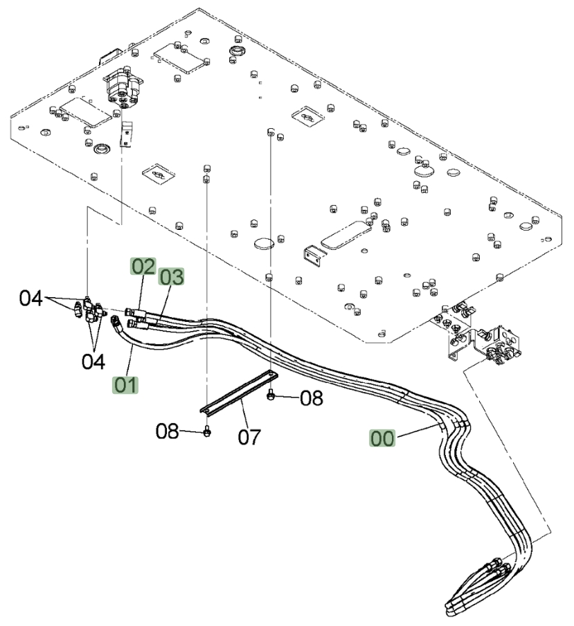 Hitachi ZX450LC-3 installation diagram showing hydraulic hose 4635247 at Pipe No. 0