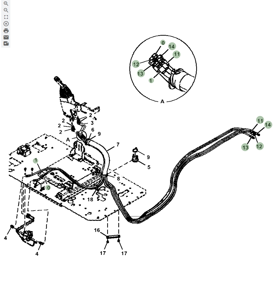 Hitachi ZX670LC-6 installation diagram showing hydraulic hose 4446847 at Pipe No. 0