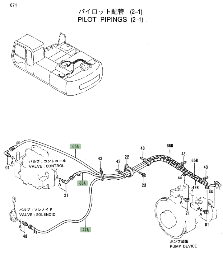 Hitachi EX300LC-3 installation diagram showing hydraulic hose 4319383 at Pipe No. 66A