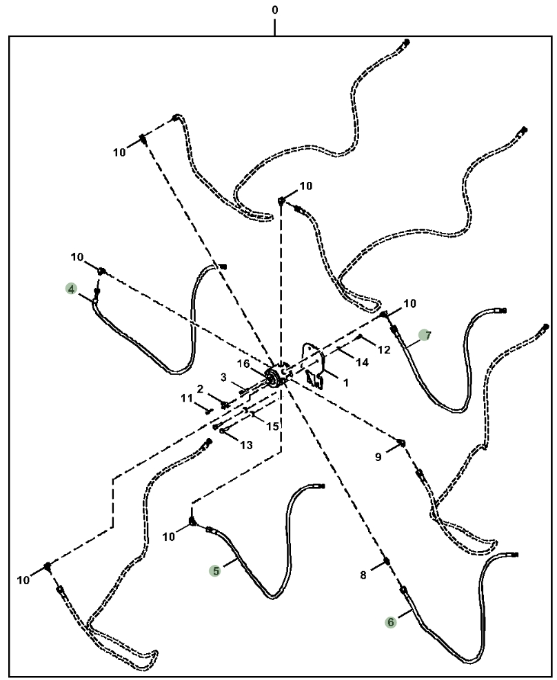 Hitachi ZX130-6N installation diagram showing hydraulic hose 4664513 at Pipe No. 5