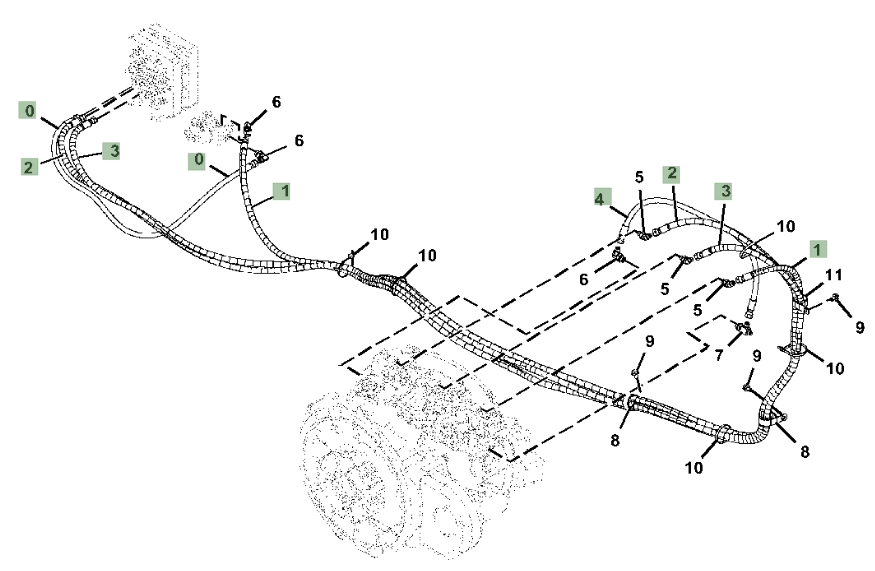 Hitachi ZX345USLC-6N installation diagram showing hydraulic hose 4375306 at Pipe No. 1