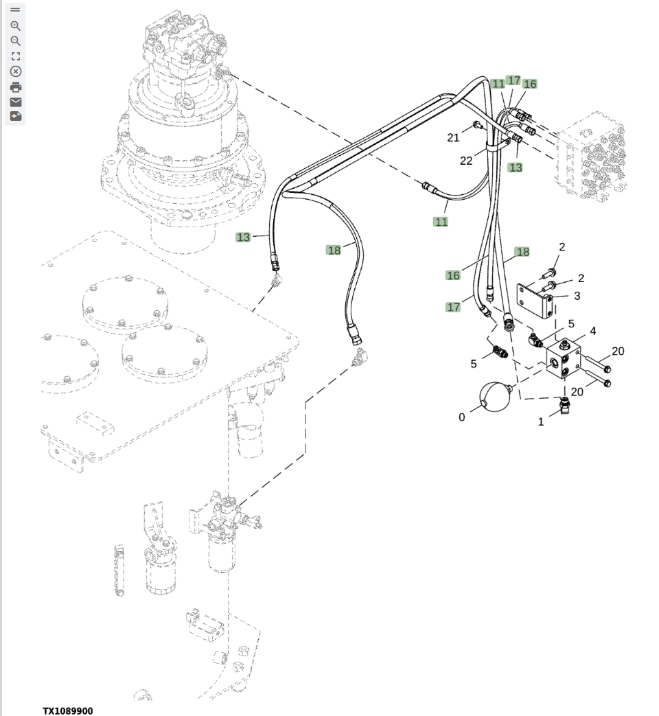Hitachi ZX670LC-5B installation diagram showing hydraulic hose 4715270 at Pipe No. 17