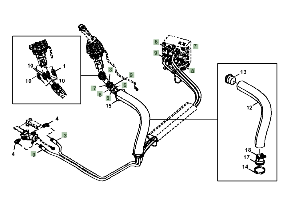 Hitachi ZX135US-5N installation diagram showing hydraulic hose 4446847 at Pipe No. 3