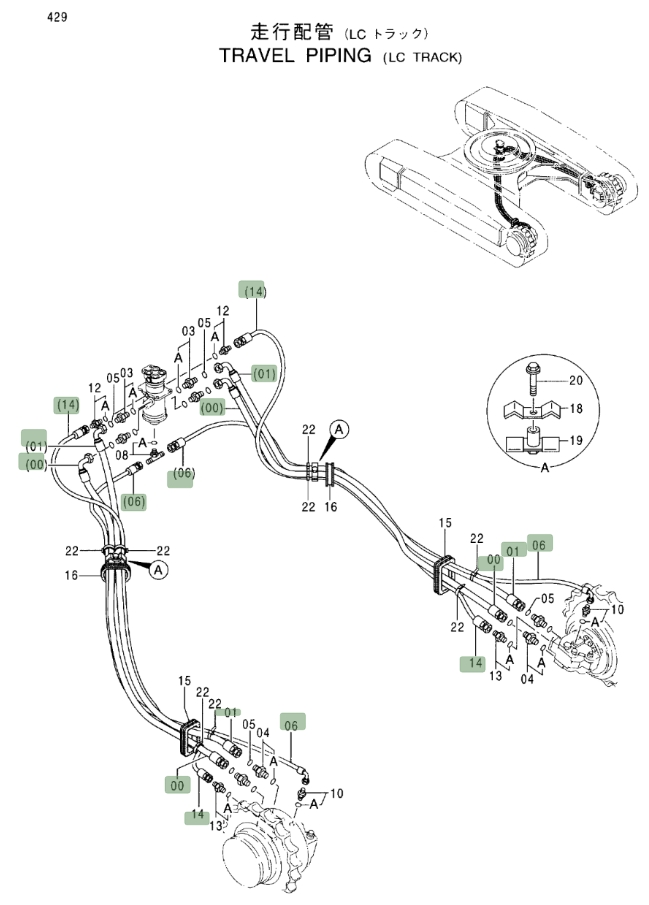 Hitachi EX370-5 installation diagram showing hydraulic hose 4377482 at Pipe No. 0