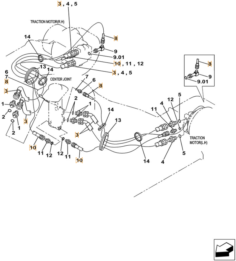 Case CX260C installation diagram showing hydraulic hose 151919A1 at Pipe No. 10