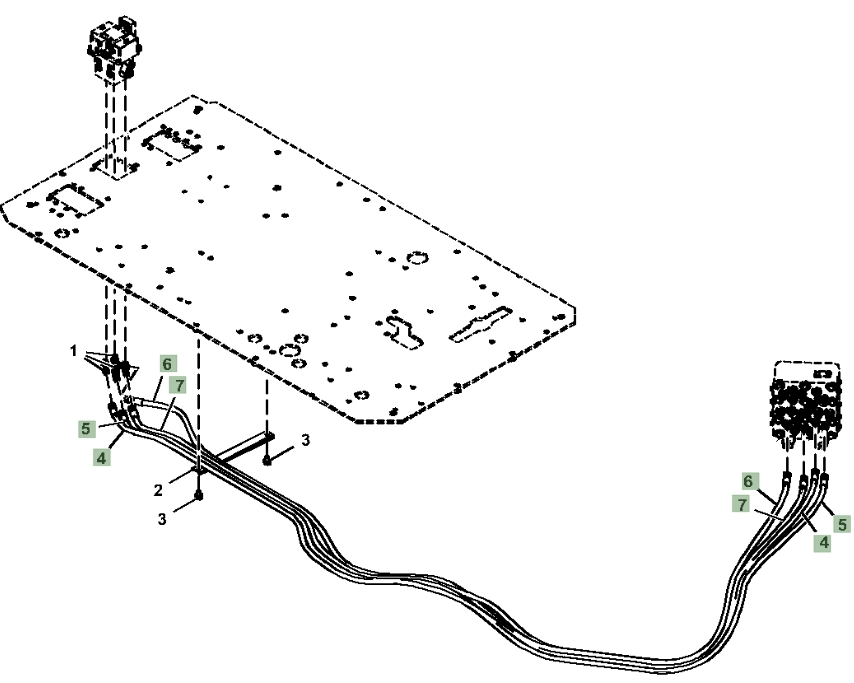 Hitachi ZX160LC-6N installation diagram showing hydraulic hose 4431844 at Pipe No. 7