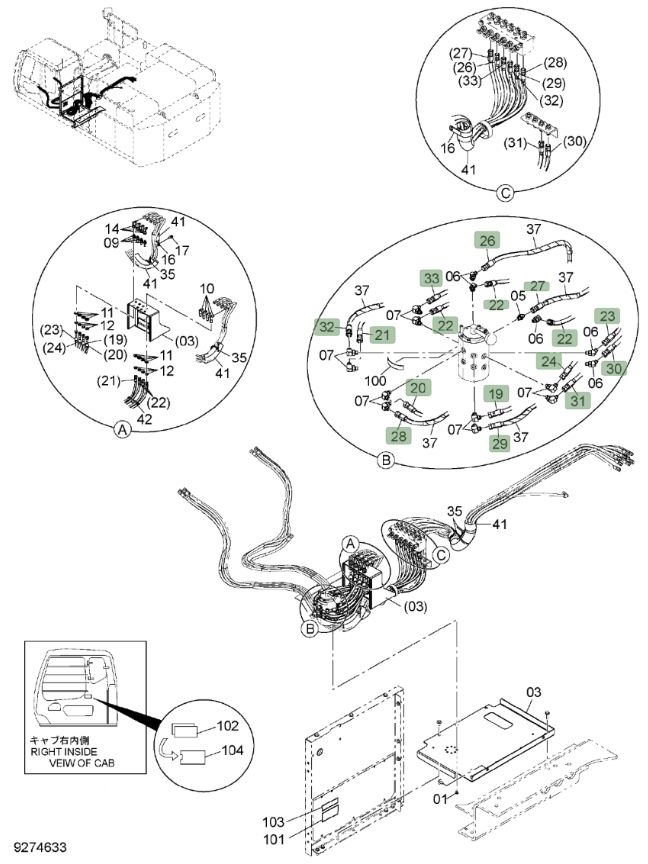 Hitachi ZX650LC-3 installation diagram showing hydraulic hose 4665969 at Pipe No. 31