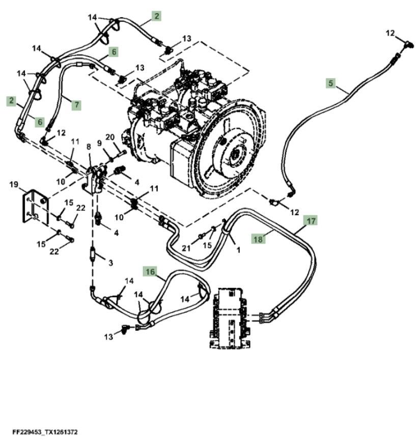 Hitachi ZX370F-LL-6N installation diagram showing hydraulic hose 4609296 at Pipe No. 6