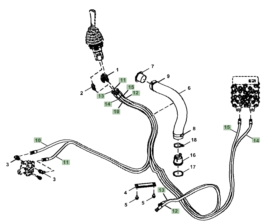 Hitachi ZX180LC-6N installation diagram showing hydraulic hose 4438258 at Pipe No. 12