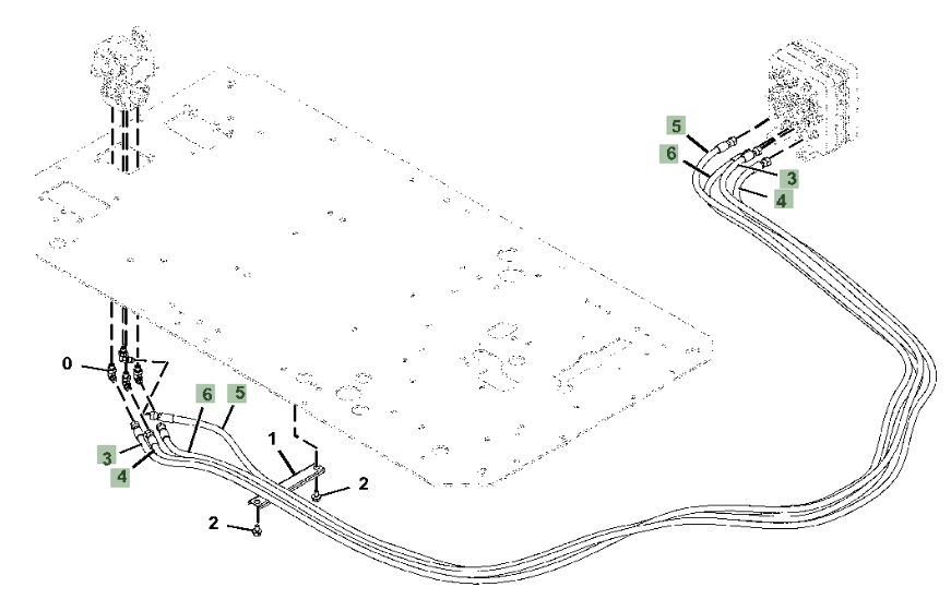 Hitachi ZX345USLC-6N installation diagram showing hydraulic hose 4456135 at Pipe No. 4