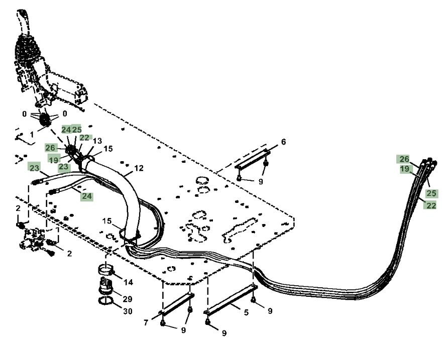 Hitachi ZX350LC-6N installation diagram showing hydraulic hose 4707581 at Pipe No. 23