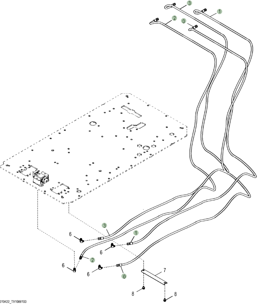 Hitachi ZX470LC-5B installation diagram showing hydraulic hose 4709480 at Pipe No. 2
