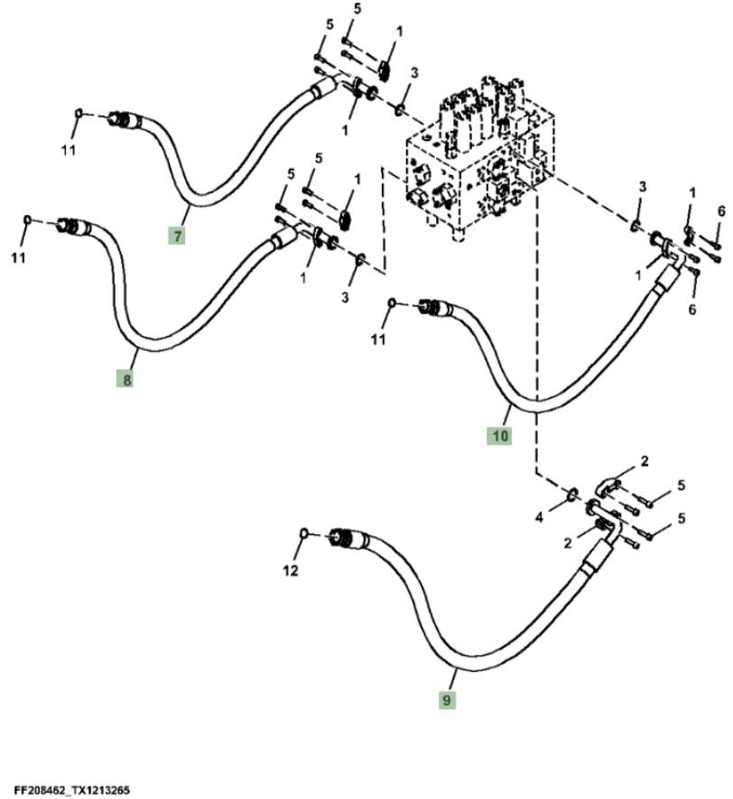 Hitachi ZX370FLC-FE-6N installation diagram showing hydraulic hose 9263974 at Pipe No. 8