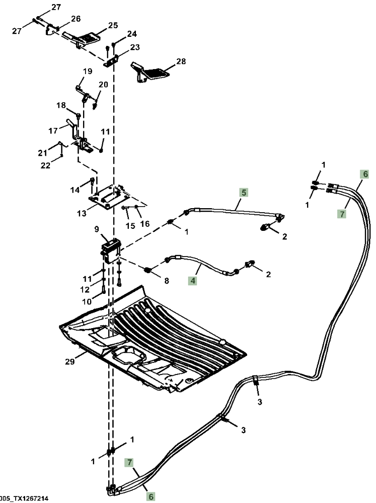 Hitachi ZX380LC-5N installation diagram showing hydraulic hose 4648204 at Pipe No. 4
