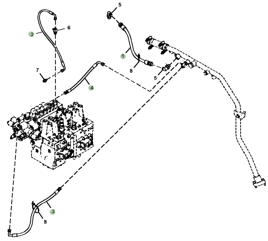 Hitachi ZX130-6N installation diagram showing hydraulic hose 4717666 at Pipe No. 3