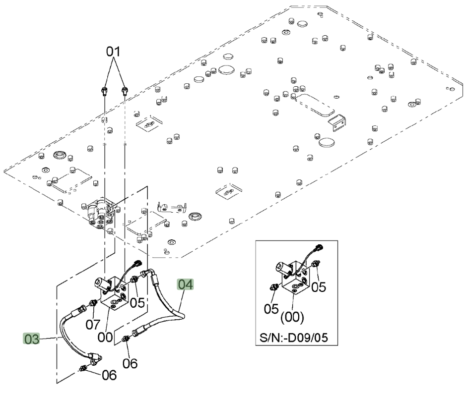 Hitachi ZX450LC-3 installation diagram showing hydraulic hose 4648087 at Pipe No. 3