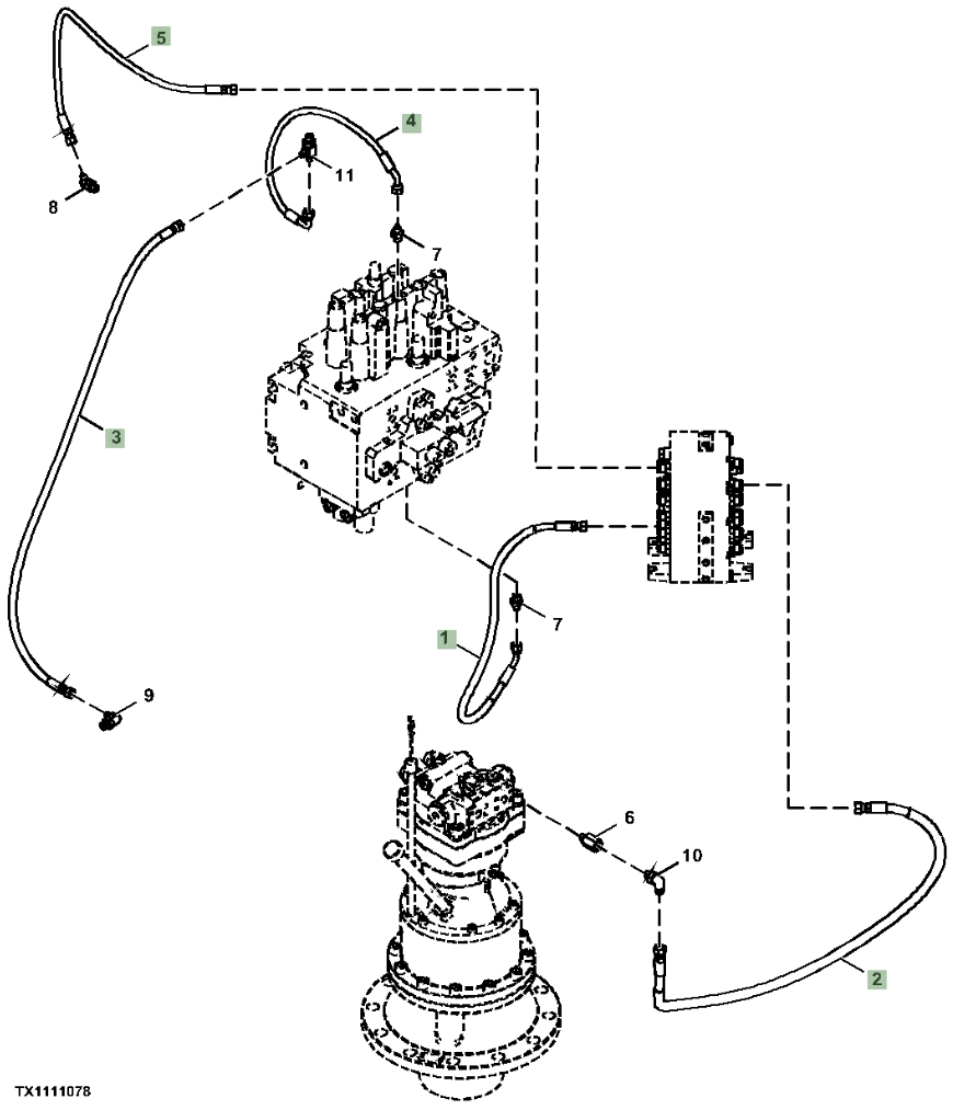 Hitachi ZX130-6N installation diagram showing hydraulic hose 4621231 at Pipe No. 4