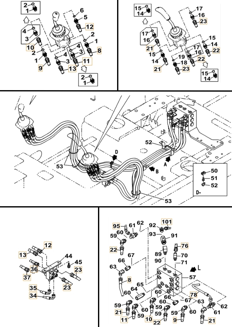 Case CX490C LC installation diagram showing hydraulic hose 159211A1 at Pipe No. 8