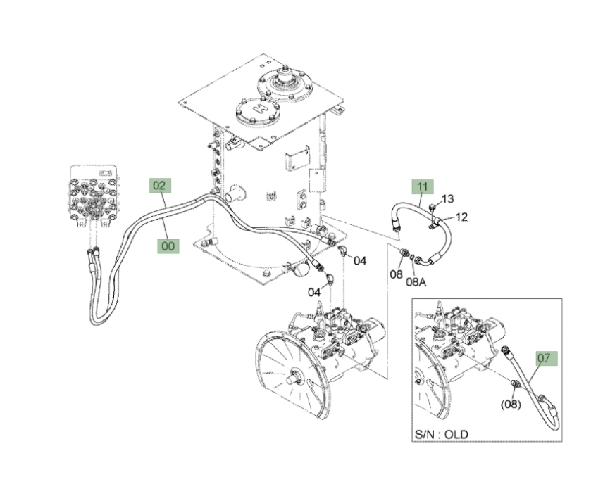 Hitachi ZX120-3 installation diagram showing hydraulic hose 4446905 at Pipe No. 7A