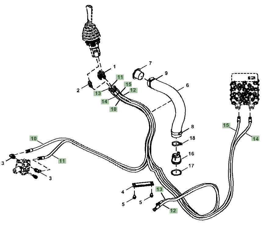 Hitachi ZX160LC-6N installation diagram showing hydraulic hose 4438264 at Pipe No. 14