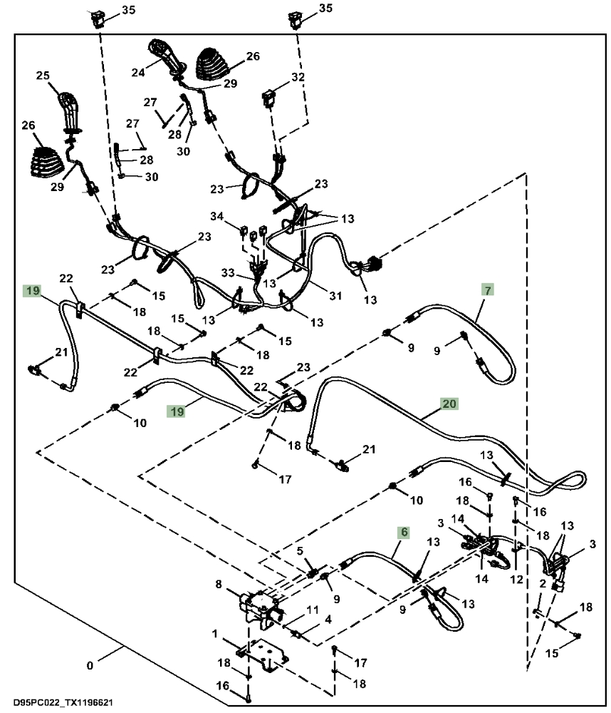 Hitachi ZX160LC-6N installation diagram showing hydraulic hose FF533747 at Pipe No. 6