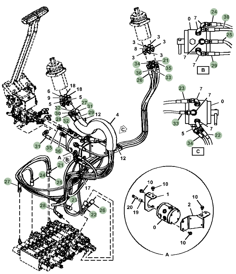 Hitachi ZX26U-5N installation diagram showing hydraulic hose 4704679 at Pipe No. 29
